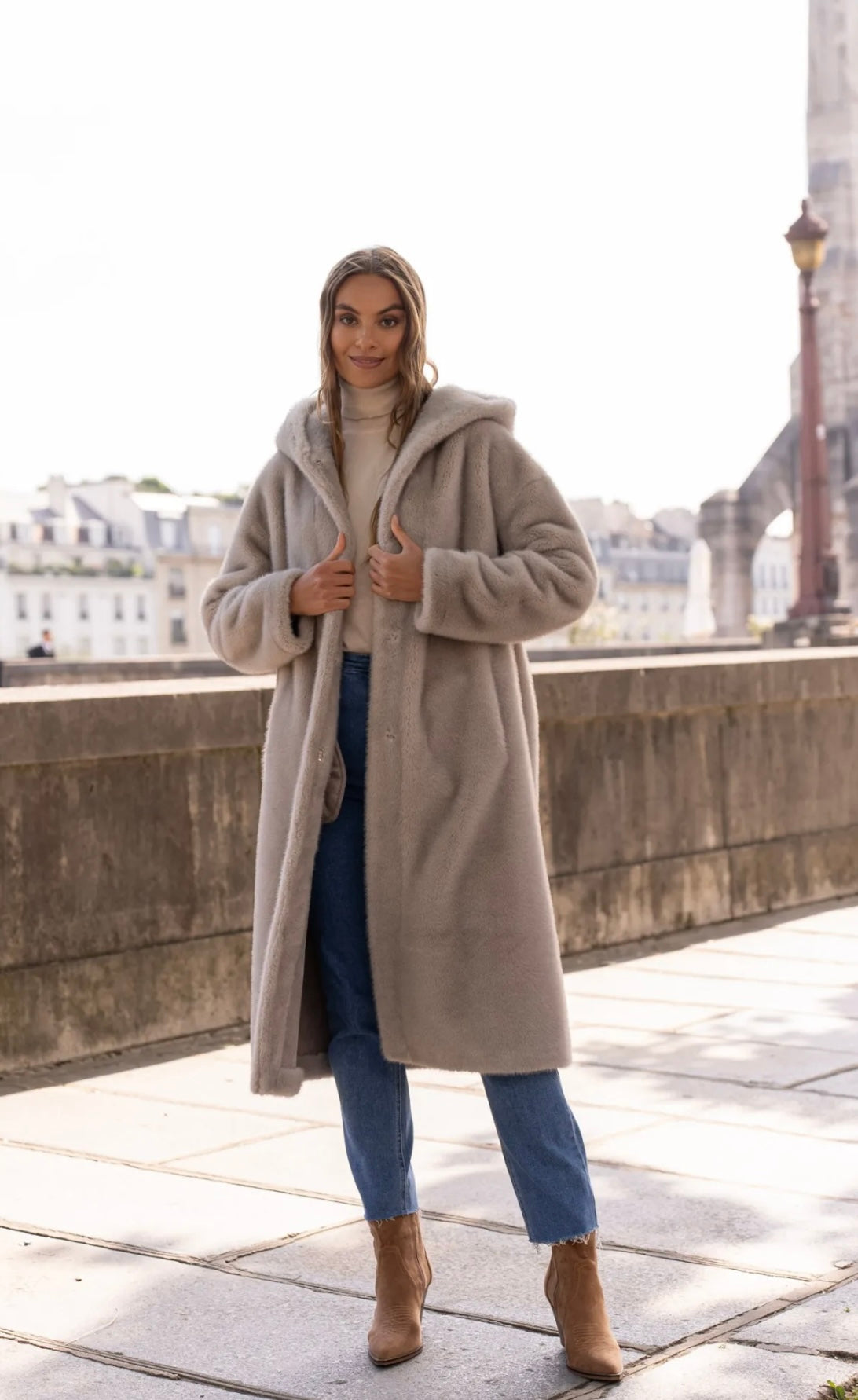 Luxury Faux Fur Coat - Hood