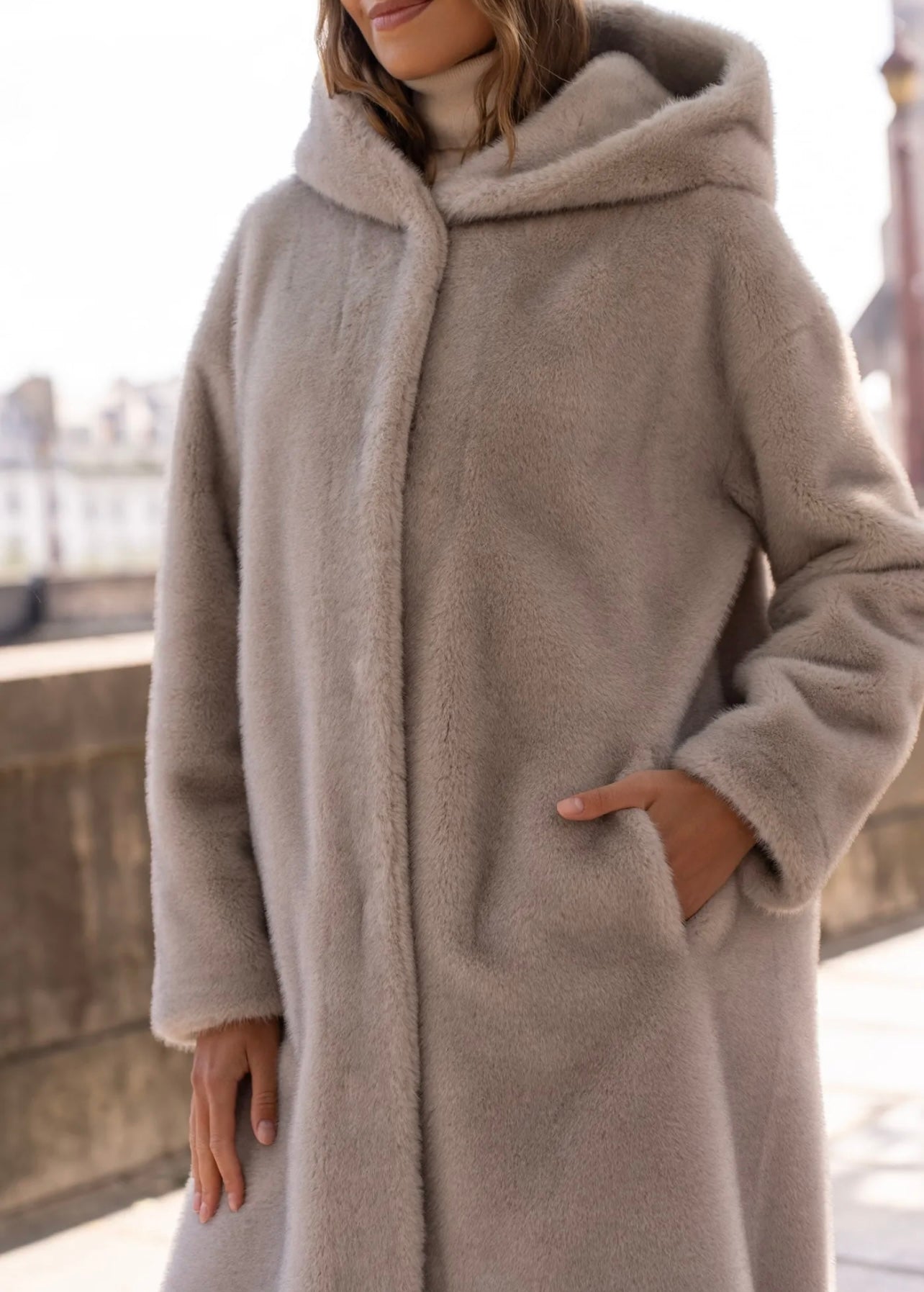 Luxury Faux Fur Coat - Hood