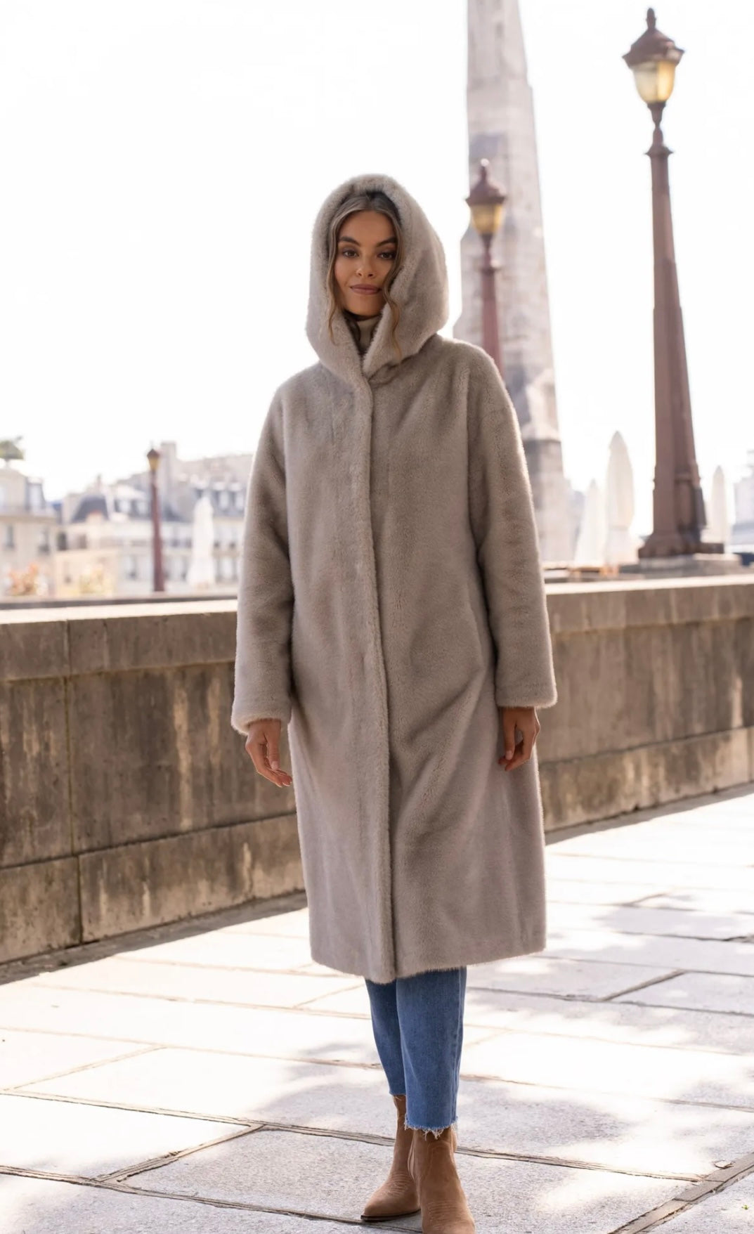 Luxury Faux Fur Coat - Hood