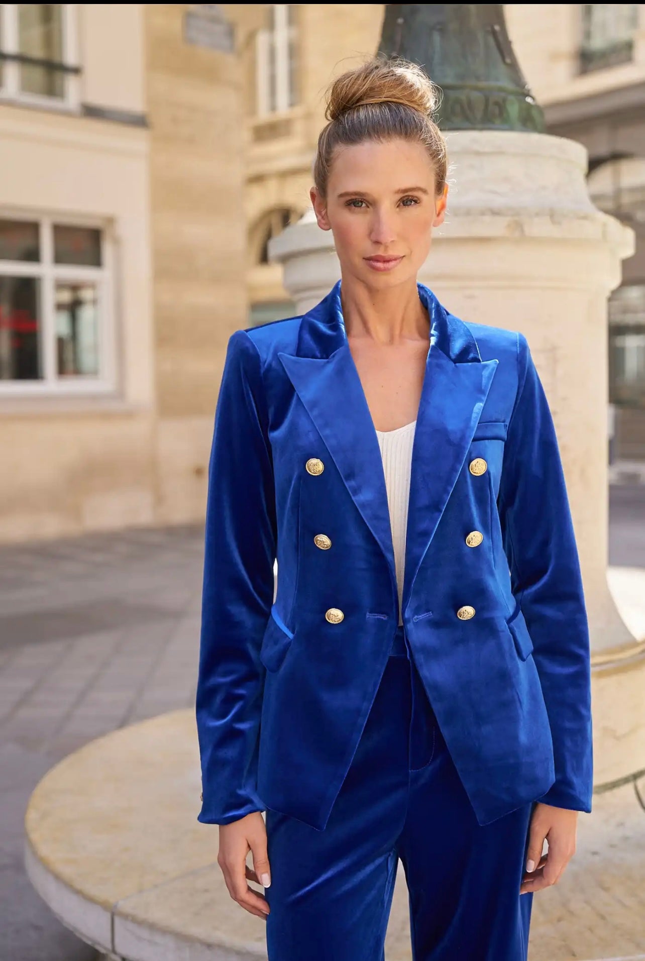 Blue Velvet Coat With Pant Venice