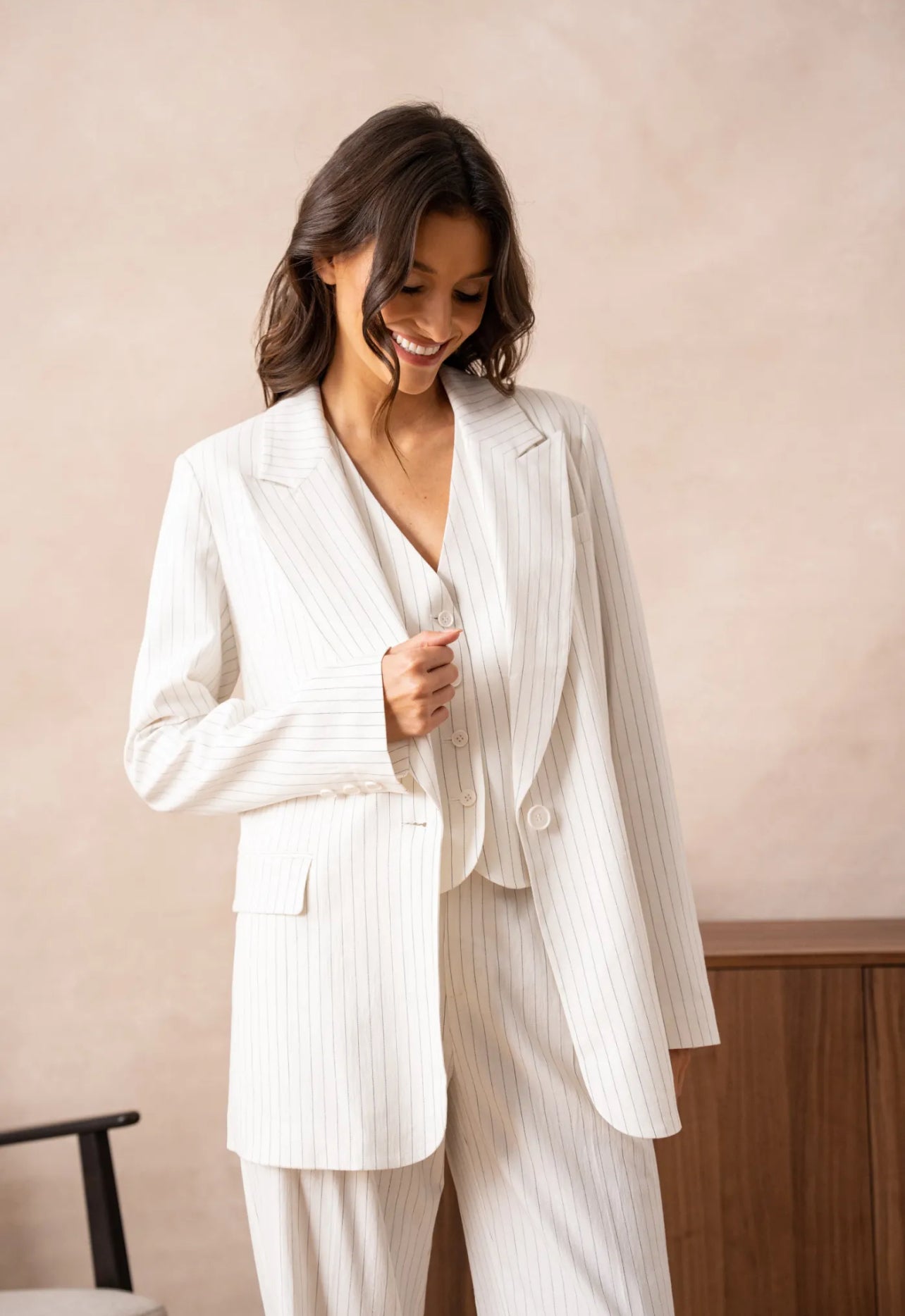 Striped Linen Mix Blazer