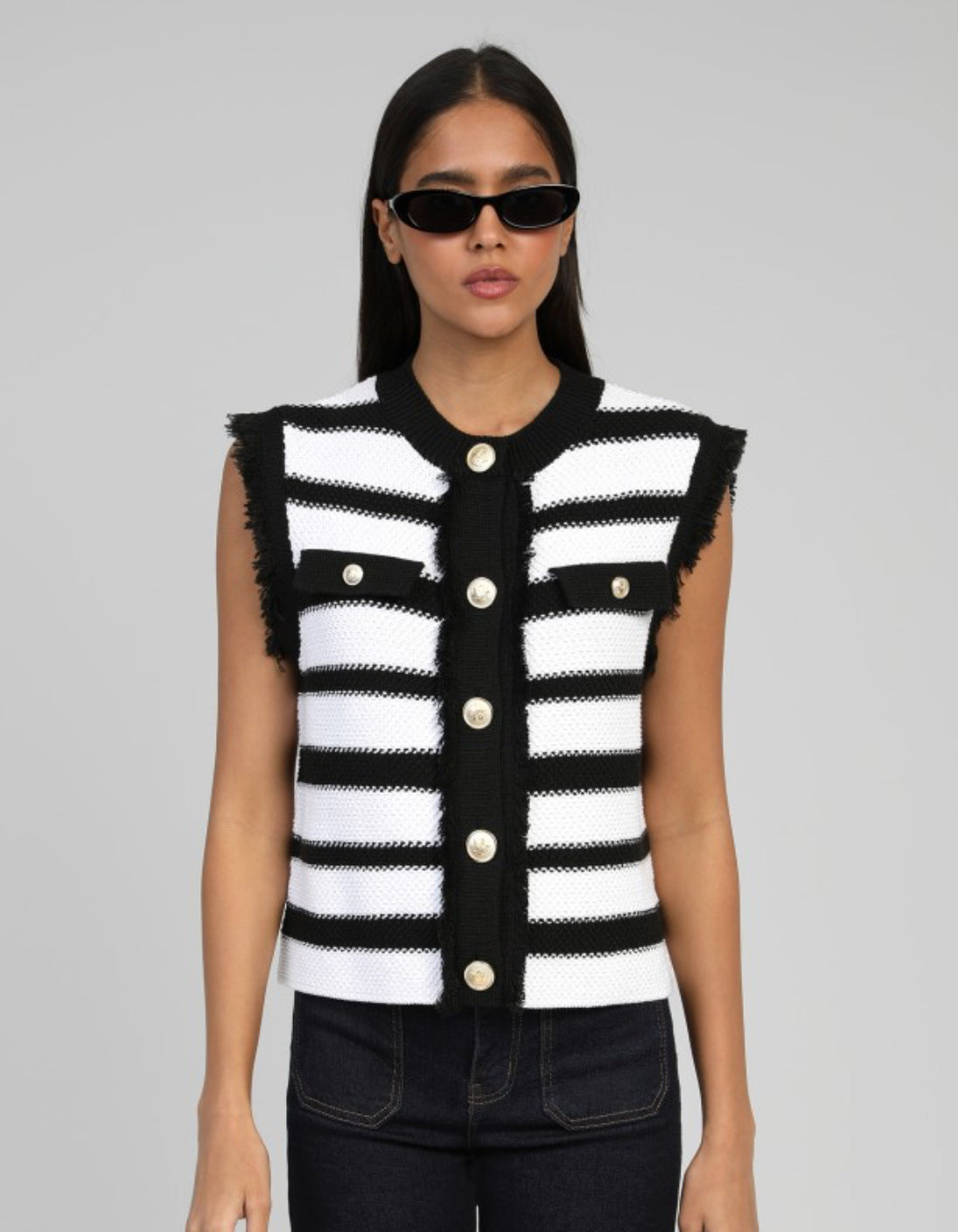 Blue Stripe Vest/Cardigan