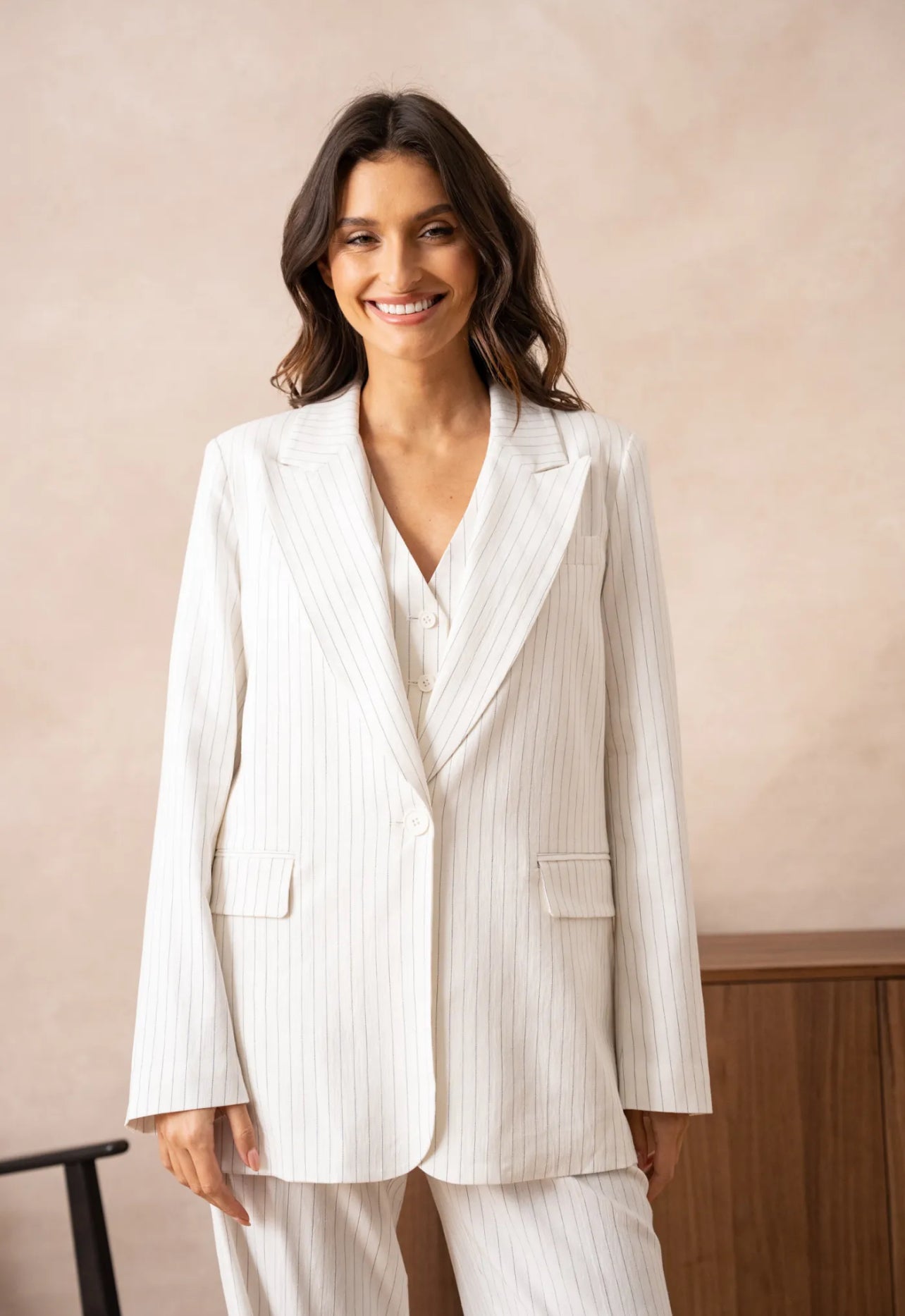 Striped Linen Mix Blazer
