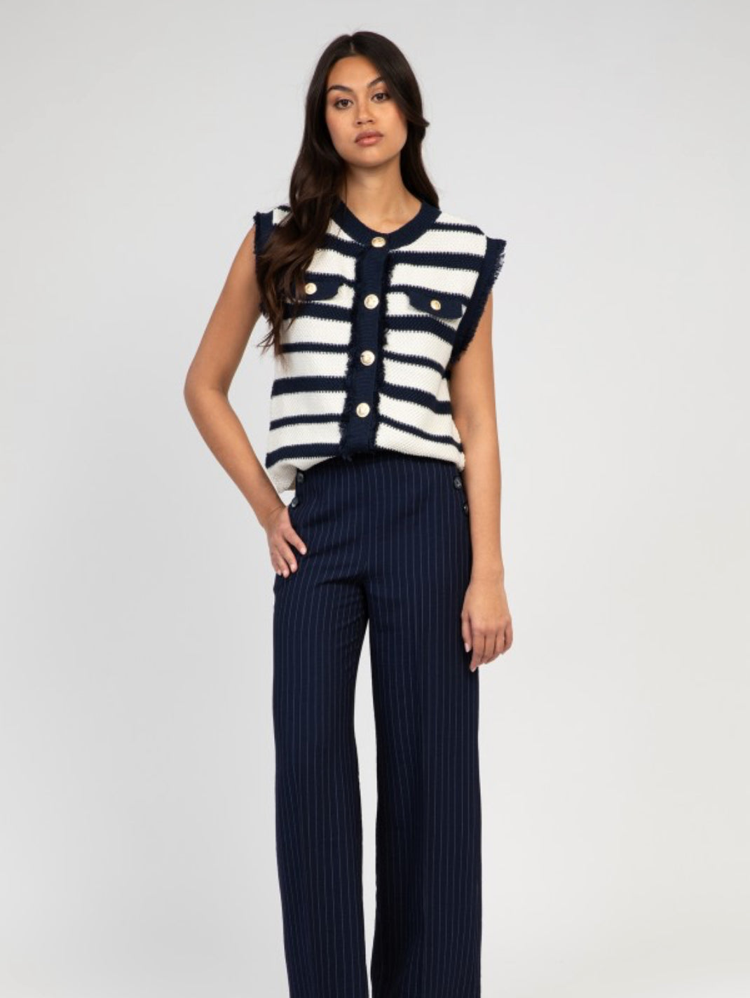 Blue Stripe Vest/Cardigan