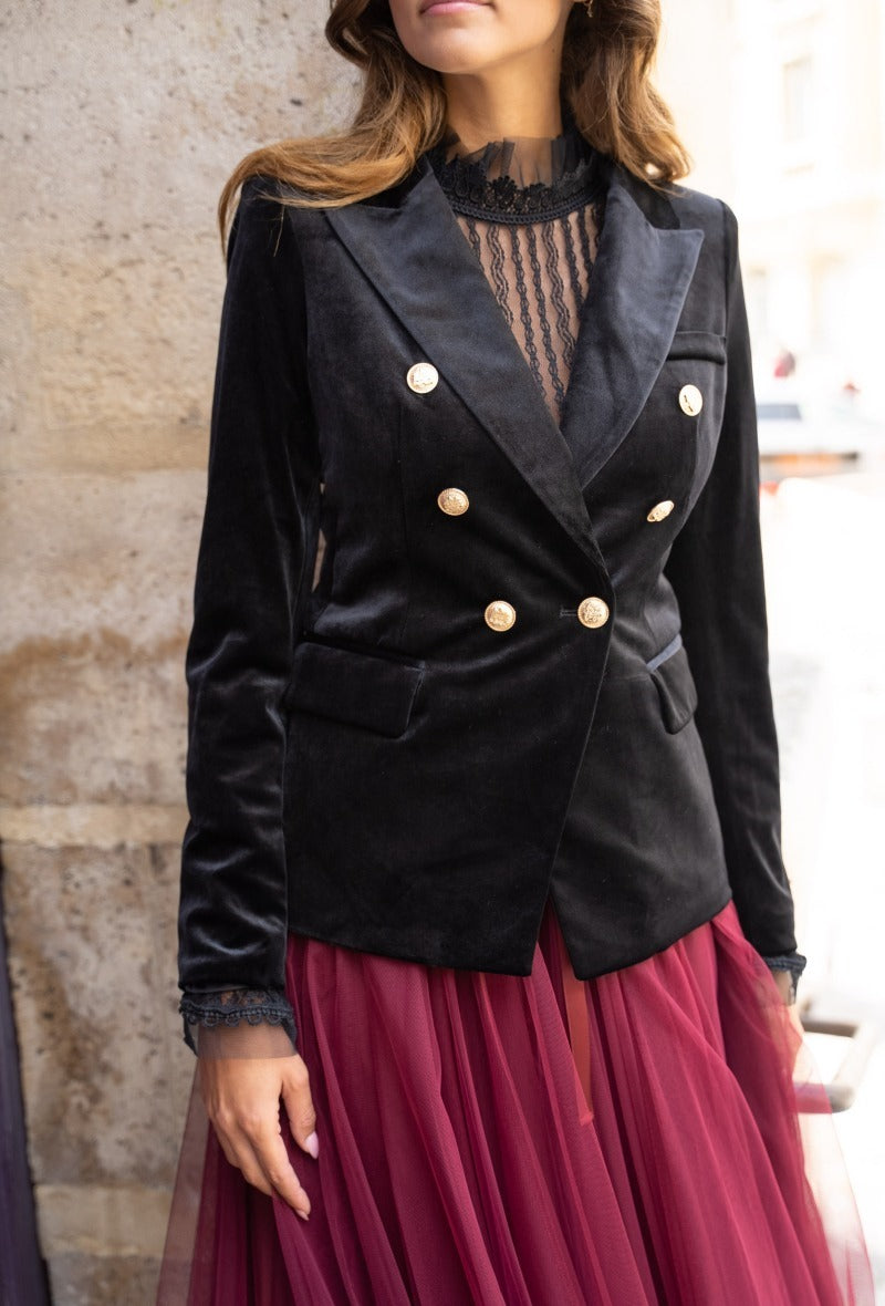 Mia Classic Velvet Jacket, Black - Bestseller 2024