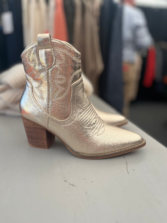 Gold Vegan Cowboy Boot