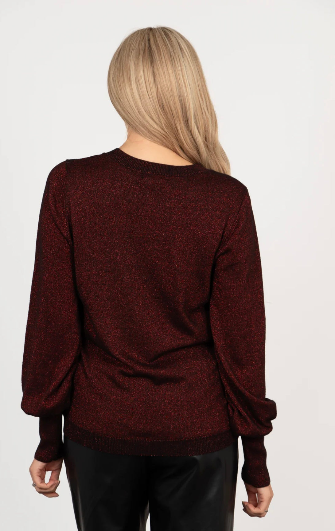 Penny Balloon Sleeve Jumper - Red Glitter