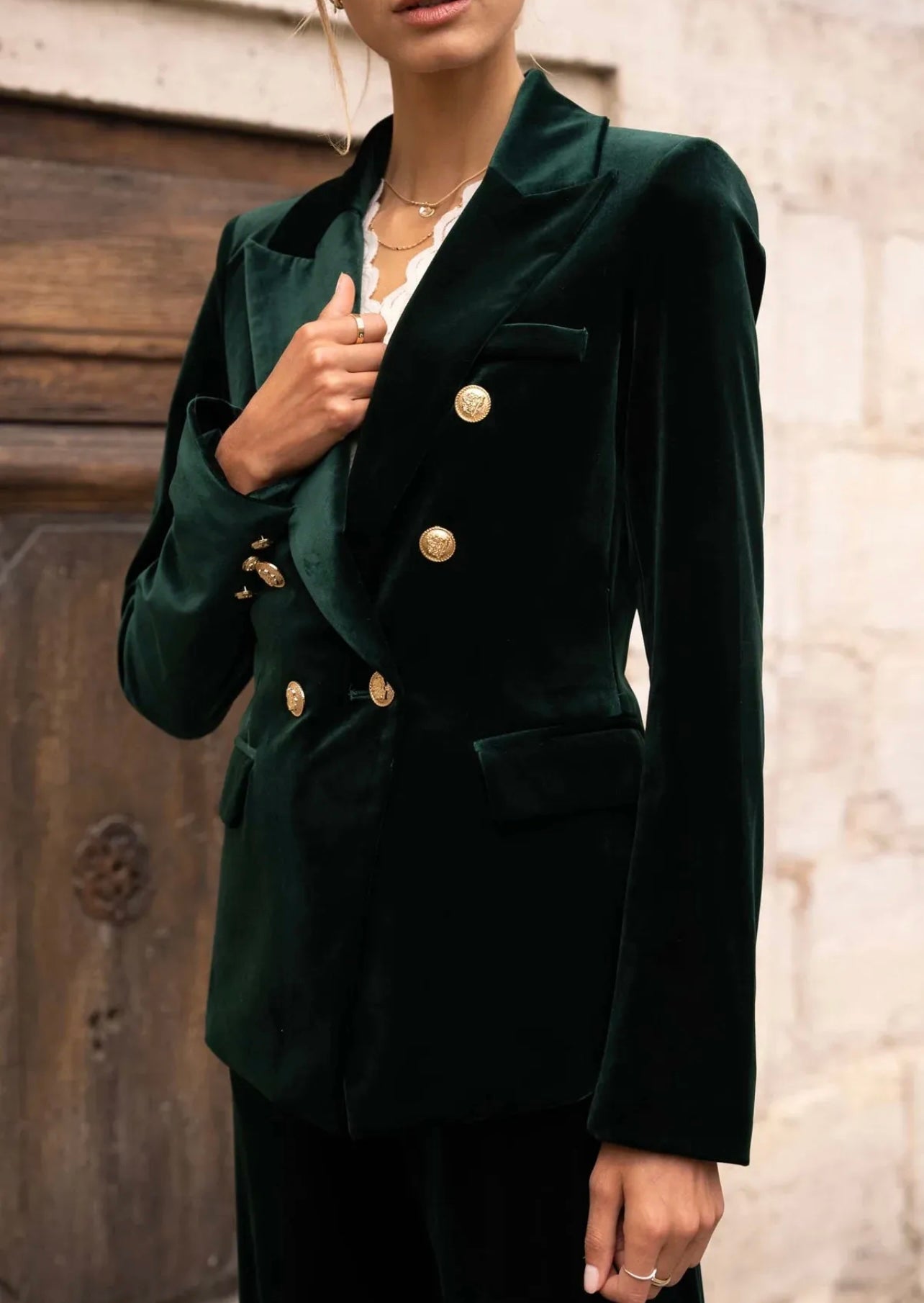 Mia Classic Velvet Jacket, Green - New Colour