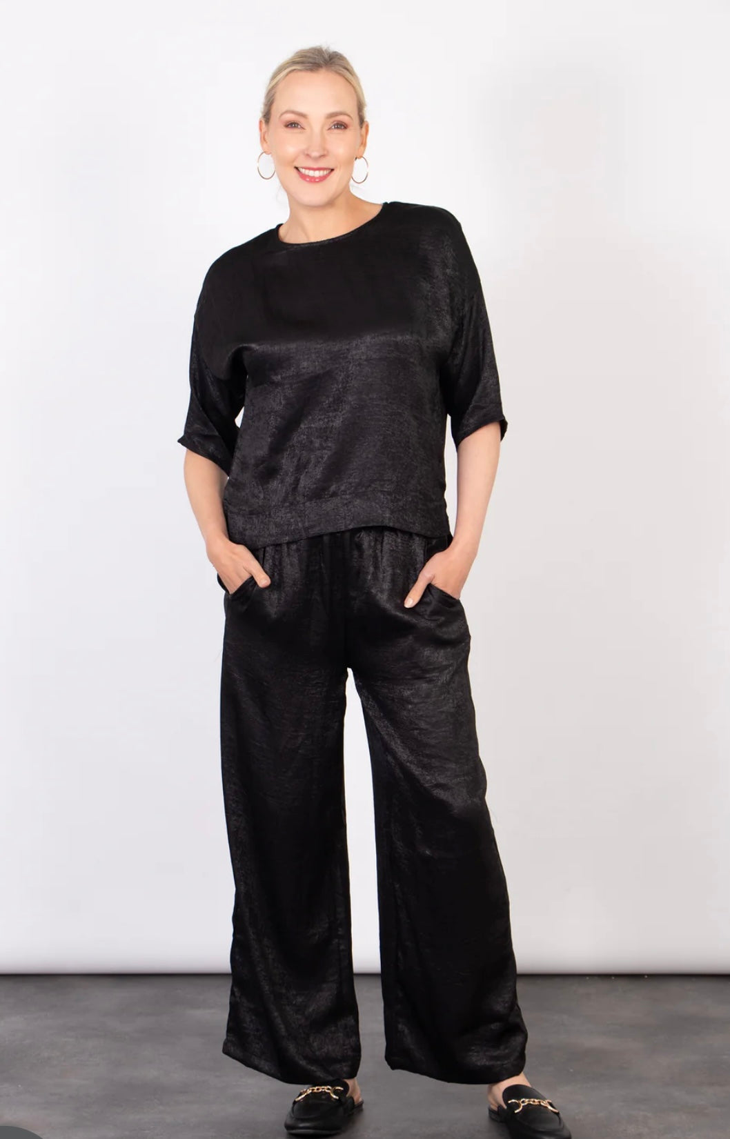 Lena Wide Leg Metallic Trouser