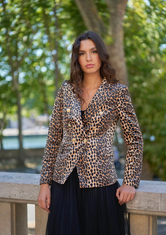 Mia Classic Velvet Jacket, Leopard  - New AW24