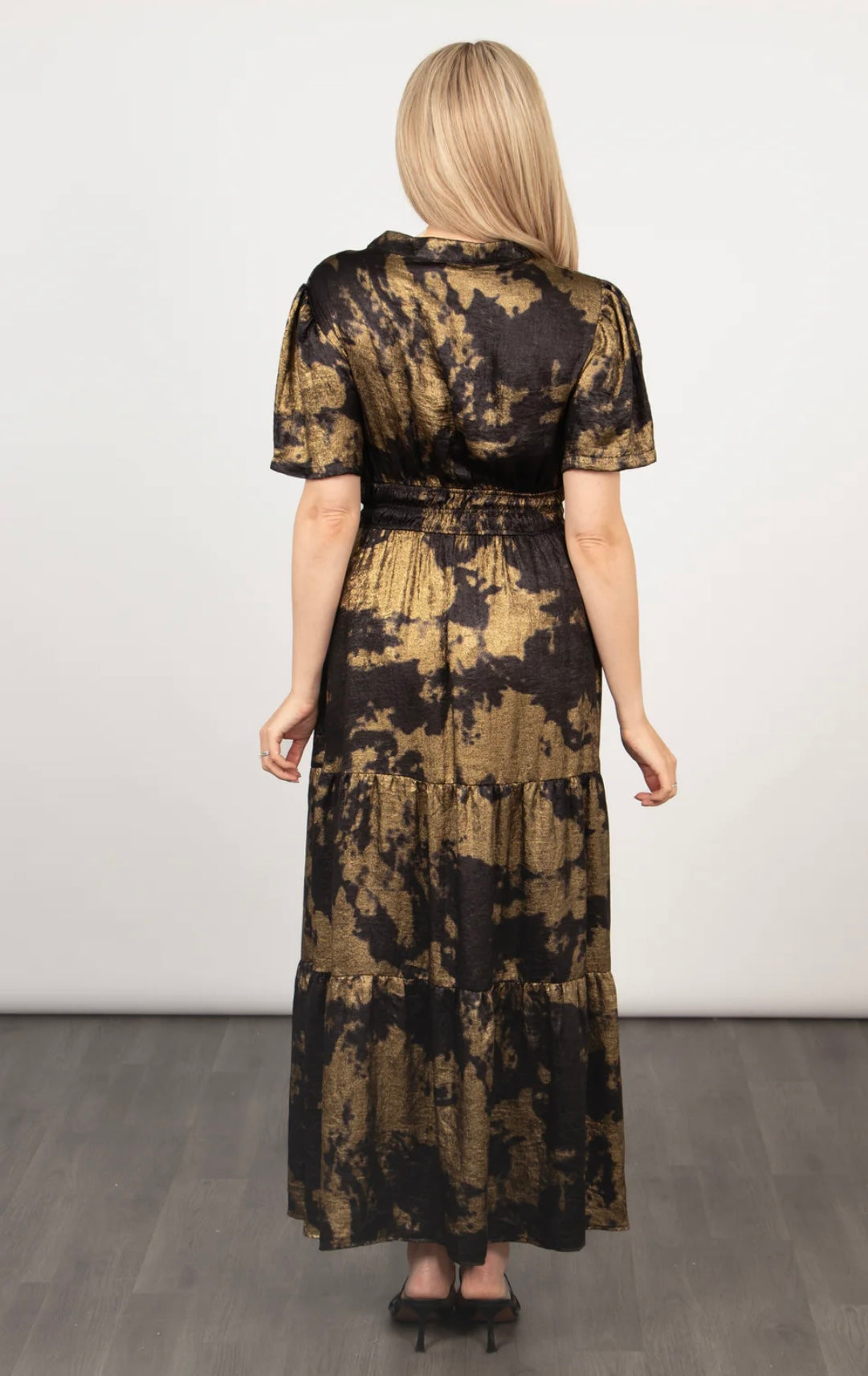 Gold Splash Tiered Maxi Dress