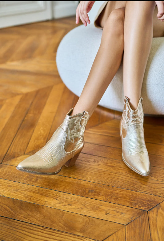 Gold Vegan Cowboy Boot