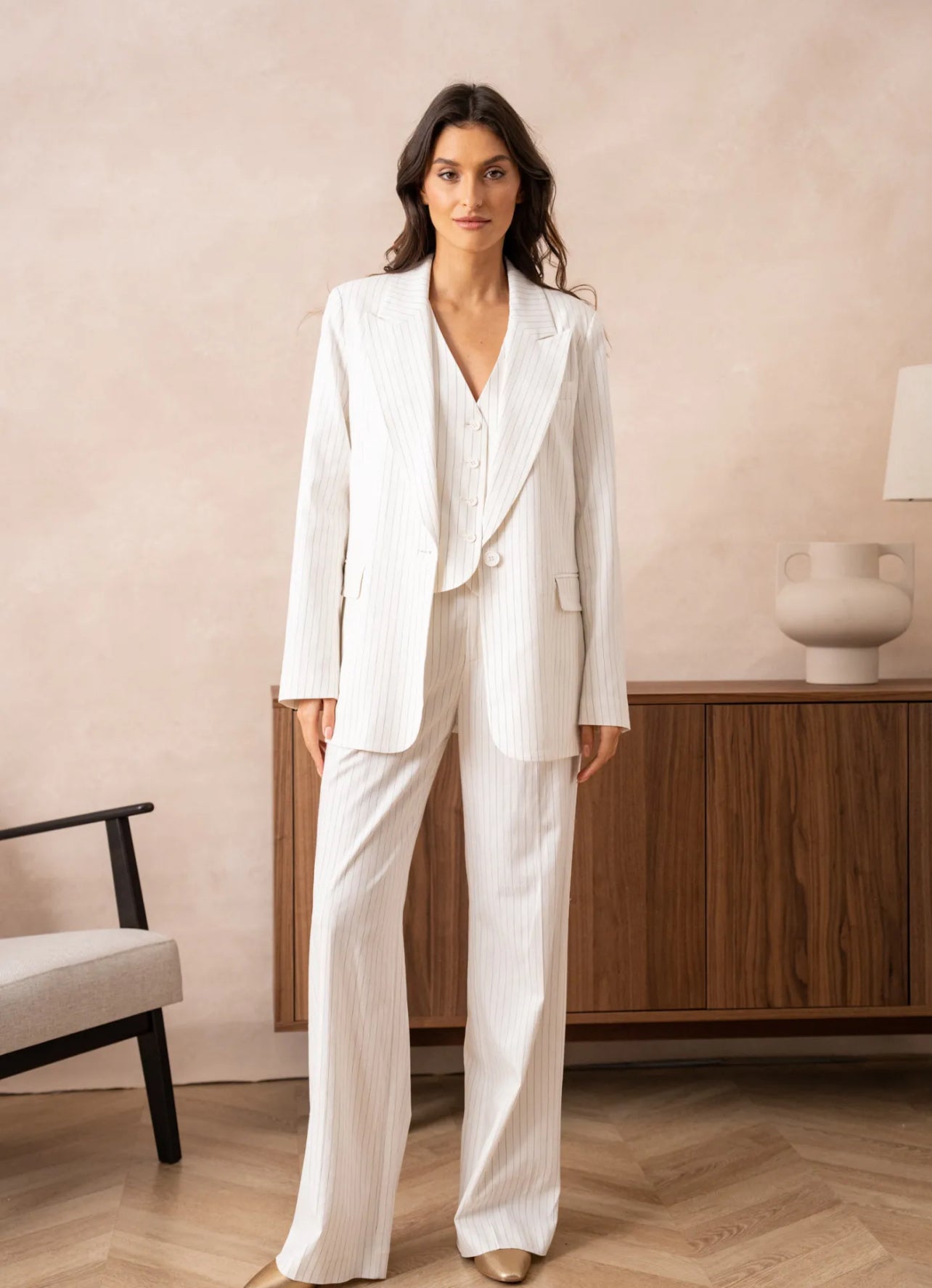 Striped Linen Mix Trouser