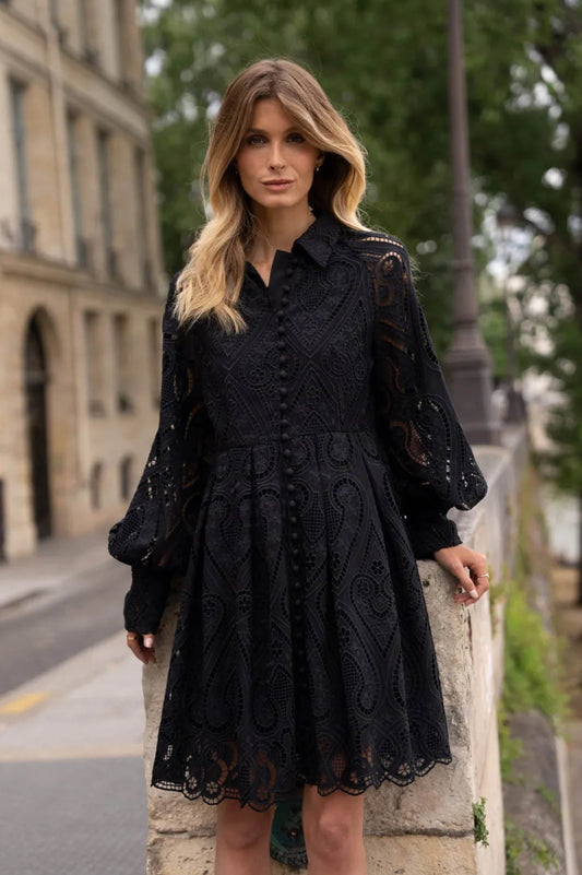 Black Broderie Lace Dress